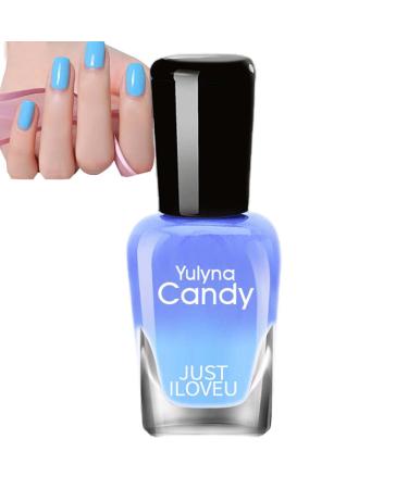 Color Changing Gel Nail Polish | Temperature Colour Changing Gel Nail with Glossy Gel Nail Polish Cat Eye Polish Gel Manicure for Salon Home Hondony Blue Purple Sky