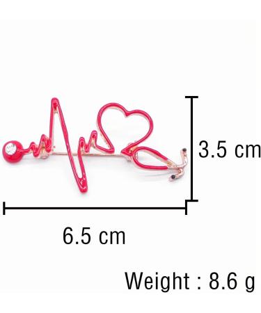 Stethoscope Brooch Pin | Electrocardiogram Heart Shaped Lapel Pin for Clothing & Bags - Perfect Decoration for Men & Women - Buy Online on GoSupps.com