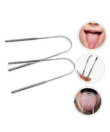 FRCOLOR Stainless Steel Tongue Cleaner - 2pcs Metal Tongue Scraper for Adults Portable 12.8X7CM Dental Hygiene Tool - Buy Online on GoSupps.com