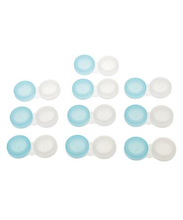 Tiuimk Contact Lens Case Double Boxes Portable Container for Outdoor Travel Transparent 10 Pieces (Blue)