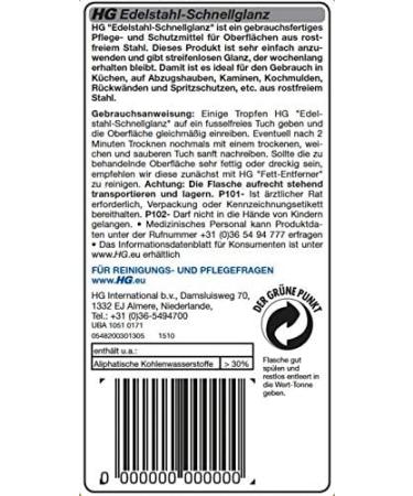 HG Stainless Steel Protection - Effective Shine & Polishing Agents for Chrome Aluminum & Metal Surfaces - 125 ml - Strip-Free Shine & Long-Lasting Protection - Buy Online on GoSupps.com