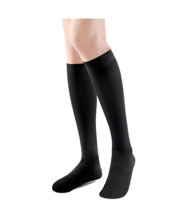 Compression Socks Medical Varicose Vein Stockings Beautiful Leg Shaping Highly Elastic Covered Toe Women and Men Best Running Athletic Sports Flight Travel Black XXL (Black Large)