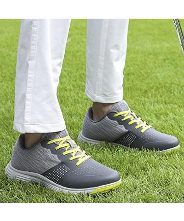 THESTRON Men Golf Shoes: Mesh Breathable Walking Sport Sneakers with 7 Spikes - Grey - Buy Online on GoSupps.com