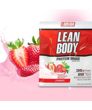 Lean Body All-in-One Strawberry Protein Shake. 35g Protein Whey Blend 7g Healthy Fats & Fiber 22 Vitamins and Minerals No Artificial Colors Gluten Free (4.6lb) Packaging May Vary