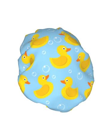 Yellow Rubber Duck Reusable Shower Cap for Women and Kids | Double Layer Waterproof Bathing Hat | Hair Protector for Long Hair - Buy Online on GoSupps.com