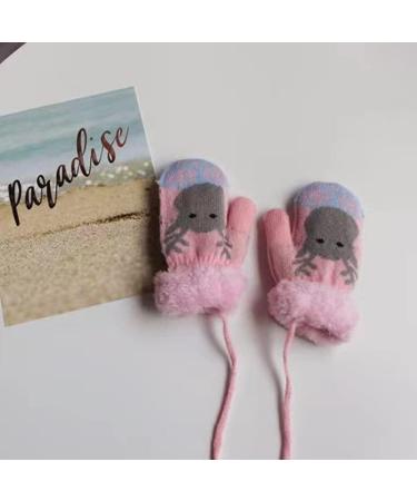 iNelihoo Toddler Baby Deer Christmas Mittens with String | Fleece Lined Winter Gloves for Age 1-4Y Pink - Buy Online on GoSupps.com