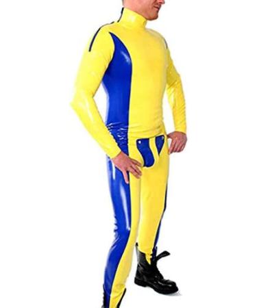 Patchwork Latex Rubber Latex Tights For Men 0.8mm Thick Body White Small White Small