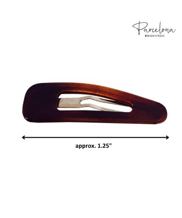Parcelona French Mini Set of 4 Small Celluloid Acetate Snap Hair Clips - Tortoise Shell Brown - Made in France - Buy Online on GoSupps.com