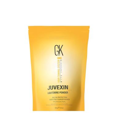 GK HAIR Global Keratin Juvexin Lightening Powder +9 Levels of Lift (3.5 Fl Oz/100g) Pectin Protection Dust Free Powder Bleach Fast Acting Blue Base Prevents Loss of Moisture Provide Ideal Viscosity