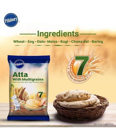 Seelans Pillsbury Multigrain Atta 5KG Bag | 100% Pure and Natural | Full of Fibre | Make Rotis & Chappatis | Traditional Indian Flour | Nutritious | Healthy | Vegetarian - Buy Online on GoSupps.com