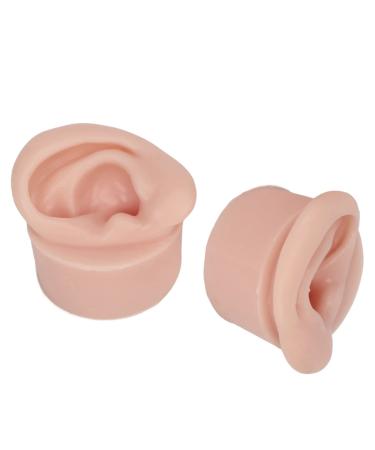 Ear Model Portable Jewelry Display 1 Pair Practice Ear Model for Piercing Salon for Novice (Medium Skin Color)
