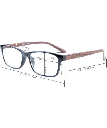 Eyekepper Spring Hinges Reading Glasses - Wood Look Arms Crystal Clear Vision +1.75 Magnification - Stylish Black/Brown Frames for Men & Women - Buy Online on GoSupps.com