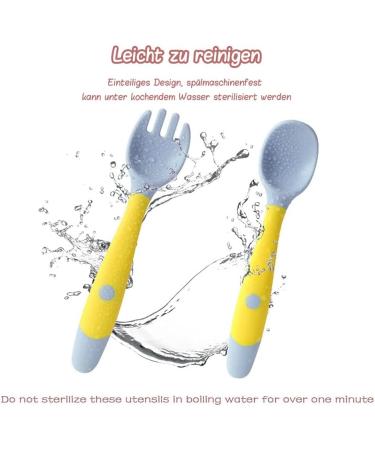 Purchase BPA-Free Baby Utensils Set - 360 Bendable Spoon & Fork - Heat-Resistant Toddler Cutlery with Travel Case (Yellow) | International Shipping Available - Buy Online on GoSupps.com