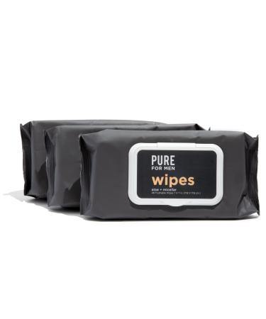 Pure for Men's Flushable Wipes | Eliminates Odor, 100% Biodegradable, Paraben & Alcohol Free | Vitamin E, Micellar & Aloe Vera | 48 Count (3 Pack)