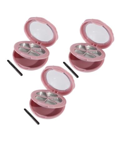 Healeved Healeved 3 Pieces Compact Powder Container Cosmetic Organizer Makeup Organizer Makeup Container Makeup Storage Box Makeup Case Refillable Eyeshadow Pallet Loose Powder Box Cosmetics Pink