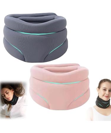 Cervicorrect Neck Brace Anti Snoring Neck Brace Neck Brace for Sleeping Soft Cervical Collar Adjustable Support Brace for for Pressure Relief 2pcs yl-105023(Color:Pink+Grey 2pc)