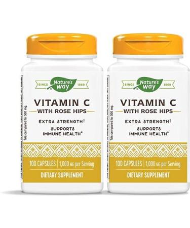 Nature's Way Vitamin C 1000 mg with Rose Hips 1000 mg per Serving 100 Capsules Pack of 2 100 Count (Pack of 2)
