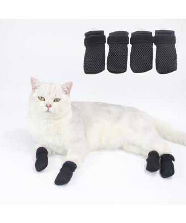 Hemoblo Cat Claw Covers - Breathable Mesh Scratch Protection 4 Pcs - Black Paw Caps for Fur Care & Bathing (10x9x0.5cm) - Buy Online on GoSupps.com