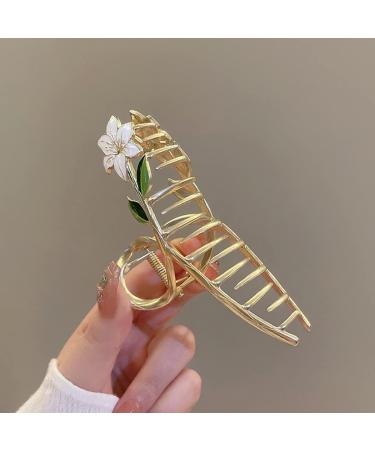 Gold Lily Flower Metal Hair Claw Clip for Thick, Thin, Curly Hair - Fashion Hair Accessory for Women and Girls - Buy Online on GoSupps.com