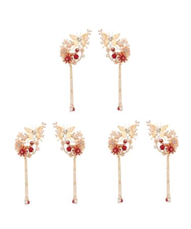 minkissy 3 Pairs Japanese Hair Decor Wedding Hair Clips Tassel Hair Clips for Women Japanese Hair Pin Chinese Hair Clips for Women Hair Pearls Barrettes Woman Geisha Rhinestones