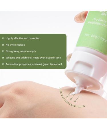 2PCS Green Tea Sunscreen for Face SPF 50 Facial Sunscreen Non-Greasy & No White cast Lightweight Hydrating - Buy Online on GoSupps.com