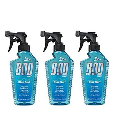 BOD Man Fragrance Body Spray, Blue Surf, 8oz 3 Pack