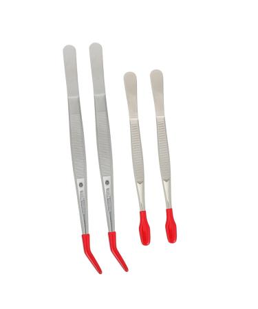 Minkissy eyelash tweezers 4-part tweezers black jewelry set make-up set pearl set hair tweezers stainless steel flat tweezers rubber tip tweezers tweezers elbow tweezers home tweezers