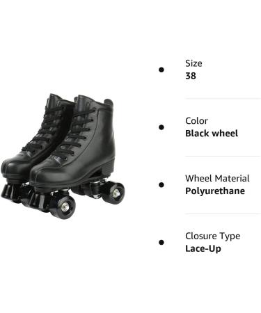 Women's Classic Leather High Top Double Row Roller Skates - Black Wheel - Size 37 | Indoor Outdoor Adult Skates with Bag - Buy Online on GoSupps.com