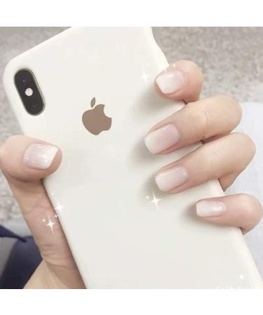 U-K Durable Artificial Nails Coffin False Nails Fake Fingernails Gradient Acrylic Stick On Nails 24 Pieces for Women and Girls (White Short) - Buy Online on GoSupps.com