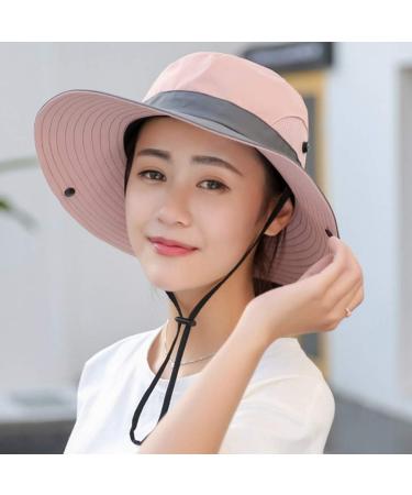 UPF 50+ Waterproof Pink Sun Hat for Women - Wide Brim UV Protection Bucket Boonie Hat - Buy Online on GoSupps.com
