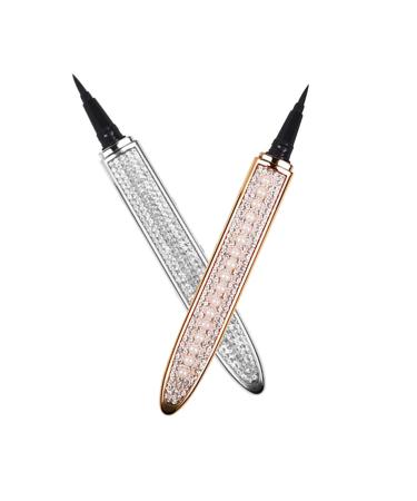 WOONEKY 2pcs Diamond Eyeliner Rhinestone Eyeliner Eye Beauty Pens Liquid Liner Pen Rose Gold Plated 1 count (Pack of 1) Assorted Color