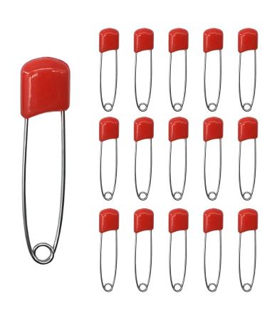 Ruidee 50 Pieces 2.2 Inch Diaper Pins Safety Pins Plastic Head Diaper Pins with Locking Clasp (Red)