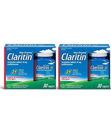 Claritin 24 Hour Non Drowsy Allergy Tablet 30 Count (Pack of 2) 30 Count (Pack of 2) Standard Packaging