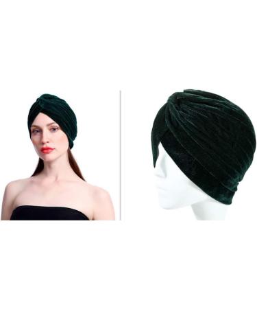 Dark Green Minkissy Velvet Bath Hair Towel Head Wrap | Decorative Makeup Headband Gift for Christmas - Buy Online on GoSupps.com