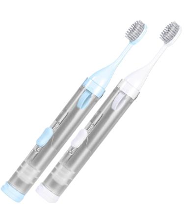 Travel Toothbrush Set 2PCS Travel Toothbrush Set 3 in 1 Toothbrush Kit with Refillable Toothpaste Tube and Travel Case Portable Foldable Toothbrush for Travel Camping School Business Trip