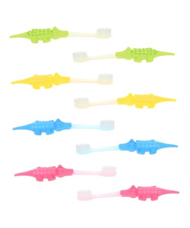 Minkissy 8st Small Crocodile toothbrush Children's toothbrush Transparent Bent Born Children