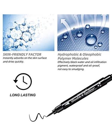 Mysense 6 Pcs Liquid Stamp Eyeliner Set - Waterproof Double-sided Seal Eye Liners for Women with Stencils - Black Flowers Heart Moon Star and Red Heart Star Design - Buy Online on GoSupps.com