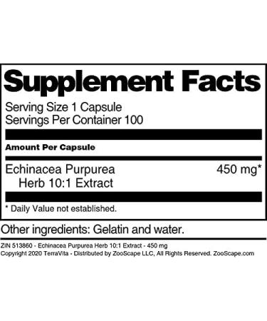 Echinacea Purpurea Herb 10:1 Extract - 450 mg (100 Capsules ZIN: 513860) - Buy Online on GoSupps.com