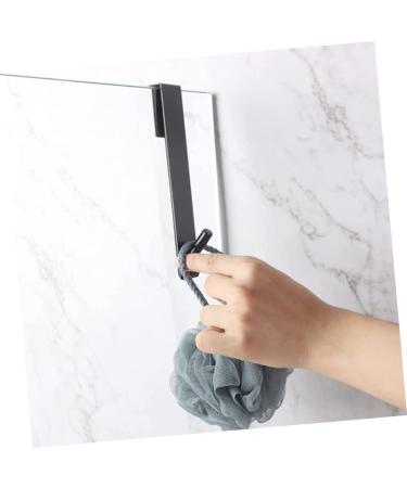Mikikit 2pcs Bathroom Door Hook Black Wallet Keychain Over The Door Towel Hook Glass Door Hanger Clothing 17.8X4CM Black - Buy Online on GoSupps.com