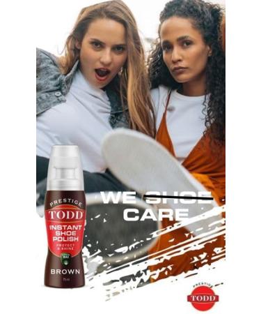 TODD PRESTIGE LIQUID SHOE POLISH BROWN with Carnauba Wax | Instant Shine and Protect for Shoes Boots Bags | 75ml Bottle with Sponge - Buy Online on GoSupps.com