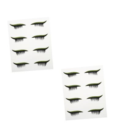 Mipcase 8 Pairs False Eyelashes Eye Makeup Sticker Eyelid and Eyelash Stickers Self-adhesive Eye Line Strip Eye Makeup Tool Adhesive Eyeliner Tape Water Adhesive Strip Make up Miss Plastic 4x1.5cmx2pcs As Shownx2pcs
