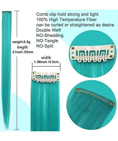 XirrwWh 9-Piece 21-Inch Clip-In Hair Extensions for Women - Multicolored Turquoise Party Highlights & Accessories - Buy Online on GoSupps.com