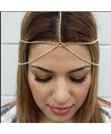 Barode Boho Layered Head Chains - Sparkling Rhinestone Fashion Headband for Women and Girls in Gold - Buy Online on GoSupps.com