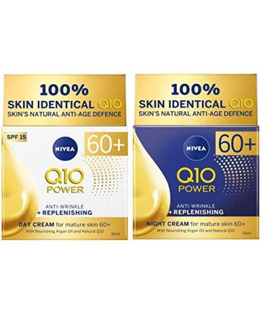 Nivea Q10 Power Anti-Wrinkle & Replenishing Day Cream Spf15 and Night Cream for mature skin 60+ 50ml