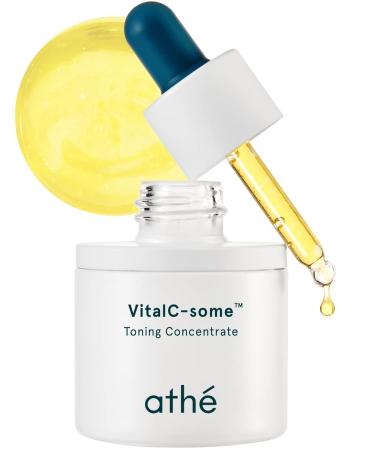 ATHE Vital C-some Toning Concentrate Anti-aging & Radiance Face Ampoule with Pure Vitamin C for Blemishes and Freckles Korean Vegan Serum Targets Age Spots & Smooths Skin 0.67 fl.oz.