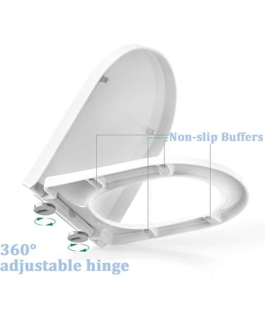 D Shaped Soft Close Toilet Seat White Simple Installation with Firmer Top Fixing & Adjustable Hinges Toilet Seats Quick Release Cleaning 9012 Little Surprise - Buy Online on GoSupps.com