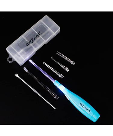 Airgoesin Improved Tonsil Stone Removing Tool 5 Adapters Tips Tonsillolith Pick + Case + Gift Blue