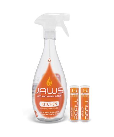 JAWS Cleaner Multi-Surface Kitchen Cleaner Bottle and 2 Refill Pods. Refillable Cleaning Supplies.