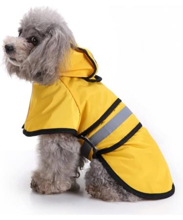 Ornaous Reflective Yellow Dog Raincoat with Hood - Waterproof Pet Rain Jacket (M Size) - 10.6 Neck Girth, 17.3 Chest Girth | for Small to Large Dogs - Buy Online on GoSupps.com