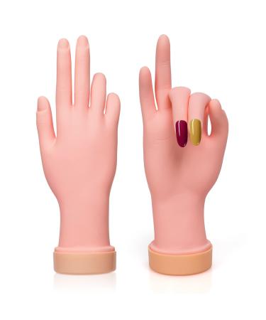 2 Pack Practice Nail Art Trainer Training Hand Tool Flexible Bendable Movable Fake Mannequin Right Hands Manicure Tool